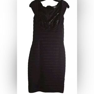 Elegant Tadashi Shoji Black Dress w/ Sequin Detail | size S